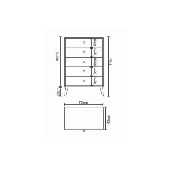 Συρταριέρα AMARI Λευκό Μοριοσανίδα 72x43x114cm