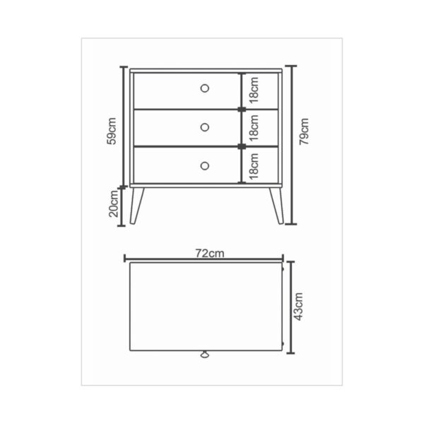 Συρταριέρα  AMARI Λευκό Μοριοσανίδα 72x43x79cm