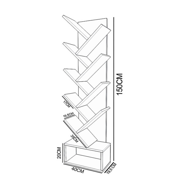 Βιβλιοθήκη  BADRU Καρυδί Μοριοσανίδα 40x19.5x150cm