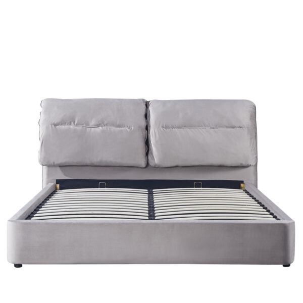 Κρεβάτι Διπλό ACAENA Γκρι Βελούδο (Στρώμα 160x200cm)
