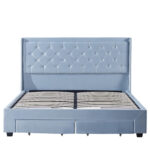Κρεβάτι Διπλό ANNONA Γαλάζιο Βελούδο (Στρώμα 160x200cm)