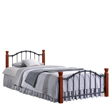 Κρεβάτι Μονό CONCORDIA Μαύρο/Βελανιδιά Μέταλλο/Ξύλο (Στρώμα 90x200cm)