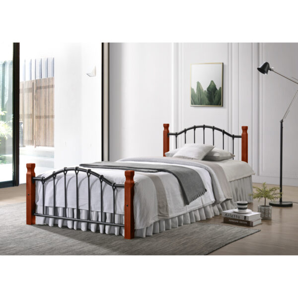 Κρεβάτι Ημίδιπλο CONCORDIA Μαύρο/Βελανιδιά Μέταλλο/Ξύλο (Στρώμα 110x200cm)