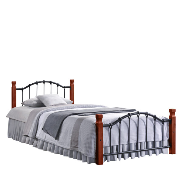 Κρεβάτι Ημίδιπλο CONCORDIA Μαύρο/Βελανιδιά Μέταλλο/Ξύλο (Στρώμα 110x200cm)