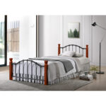 Κρεβάτι Διπλό CONCORDIA Μαύρο/Βελανιδιά Μέταλλο/Ξύλο (Στρώμα 160x200cm)
