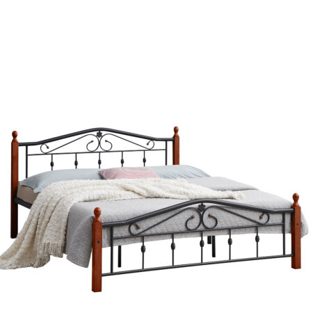 Κρεβάτι Διπλό TULLY Μαύρο/Βελανιδιά Μέταλλο/Ξύλο (Στρώμα 150x200cm)