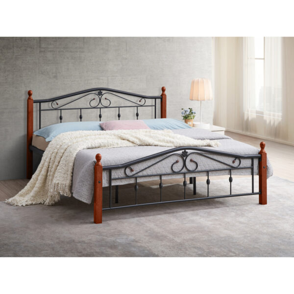 Κρεβάτι Διπλό TULLY Μαύρο/Βελανιδιά Μέταλλο/Ξύλο (Στρώμα 160x200cm)