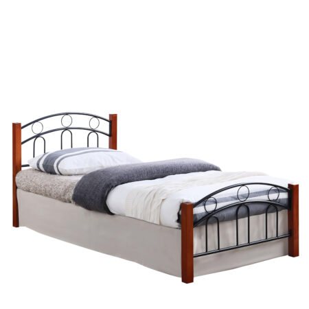 Κρεβάτι Μονό JEMINA Μαύρο/Βελανιδιά Μέταλλο/Ξύλο (Στρώμα 90x200cm)