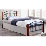 Κρεβάτι Διπλό JEMINA Μαύρο/Βελανιδιά Μέταλλο/Ξύλο (Στρώμα 150x200cm)