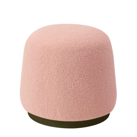 Σκαμπό NEPENTHES Με Ξύλινη Βάση Ροζ Ύφασμα Teddy 43x43x36cm