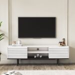 Έπιπλο Τηλεόρασης AVILIOBRIS Λευκό/Μαύρο Μοριοσανίδα/Μελαμίνη 160x35x52cm