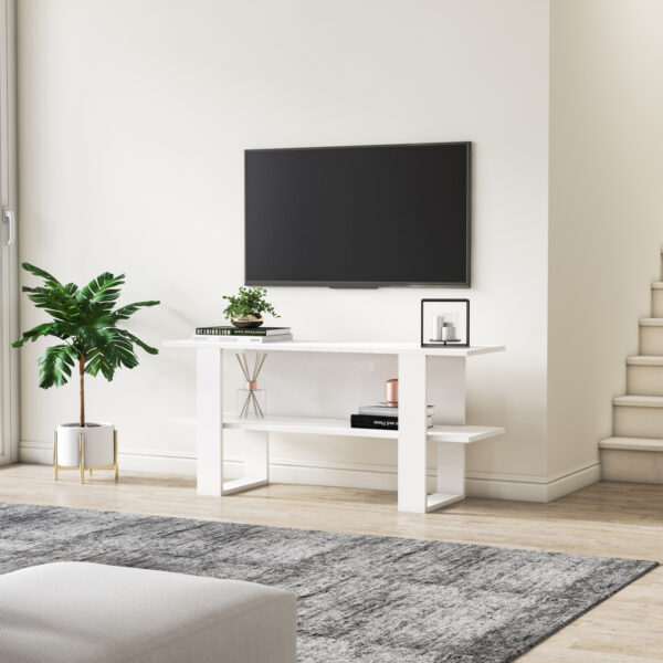 Έπιπλο Τηλεόρασης AUNIOS Λευκό Μοριοσανίδα/Μελαμίνη 120x35x55cm
