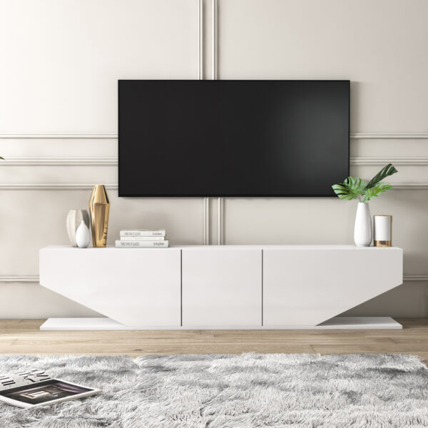 Έπιπλο Τηλεόρασης BERISAMO Λευκό Μοριοσανίδα/Μελαμίνη 180x40x30cm