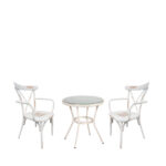 Σετ Τραπεζαρία Κήπου BURUNDI Λευκό Αλουμίνιο/Γυαλί Με 2 Καρέκλες 14990217