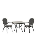 Σετ Τραπεζαρία Κήπου ANGOLA Μαύρο Αλουμίνιο/Γυαλί Με 2 Καρέκλες 14990234