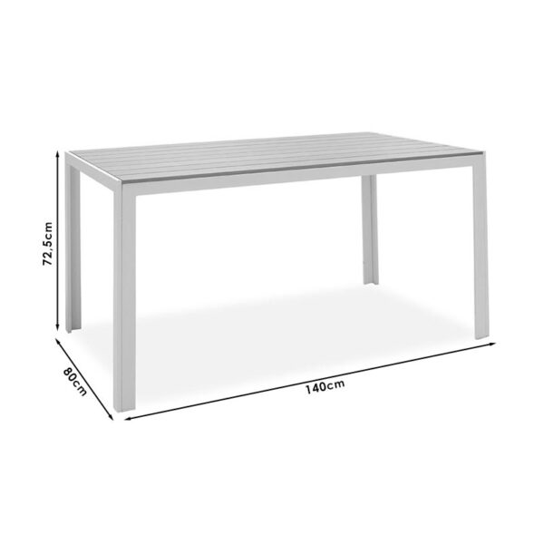 Τραπέζι Nares  αλουμίνιο λευκό-plywood φυσικό 140x80x72.5εκ