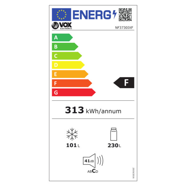 Ψυγειοκαταψύκτης 331lt NoFrost Inox 59.5x65x186cm VOX NF 3730 IXF