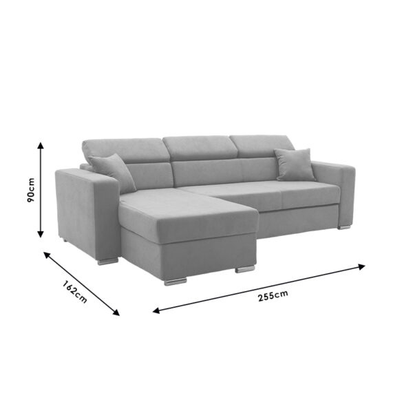 Γωνιακός καναπές-κρεβάτι αναστρέψιμος Lura  ανθρακί 255x162x75-90εκ