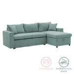 Γωνιακός καναπές-κρεβάτι αναστρέψιμος Lilian  ύφασμα πράσινο μέντας 225x148x81εκ