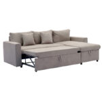 Γωνιακός καναπές-κρεβάτι αναστρέψιμος Lilian  ύφασμα μπεζ 225x148x81εκ