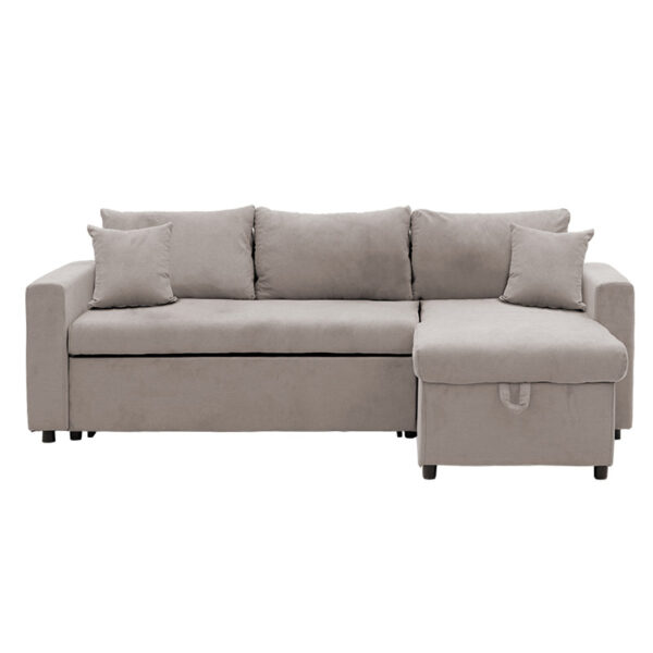 Γωνιακός καναπές-κρεβάτι αναστρέψιμος Lilian  ύφασμα μπεζ 225x148x81εκ