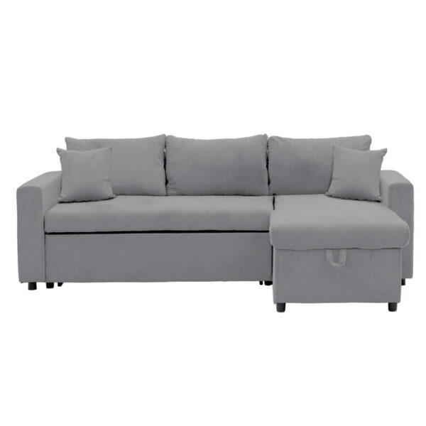 Γωνιακός καναπές-κρεβάτι αναστρέψιμος Lilian  ύφασμα γκρι 225x148x81εκ