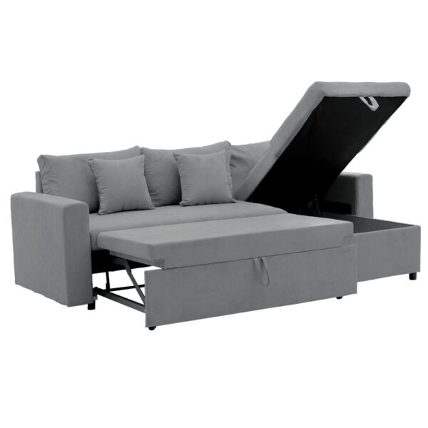 Γωνιακός καναπές-κρεβάτι αναστρέψιμος Lilian  ύφασμα γκρι 225x148x81εκ