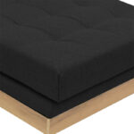 Γωνιακός καναπές αναστρέψιμος Mirabel  μαύρο ύφασμα-φυσικό ξύλο 250x184x100εκ