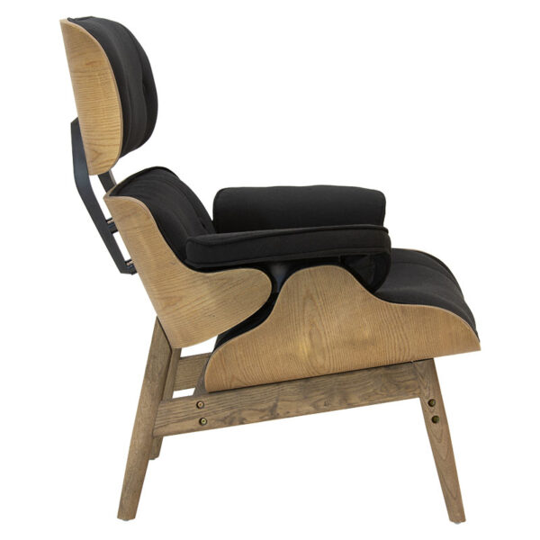 Πολυθρόνα relax Mirto  μασίφ ξύλο καρυδί -ύφασμα μαύρο 80x80x96.5εκ