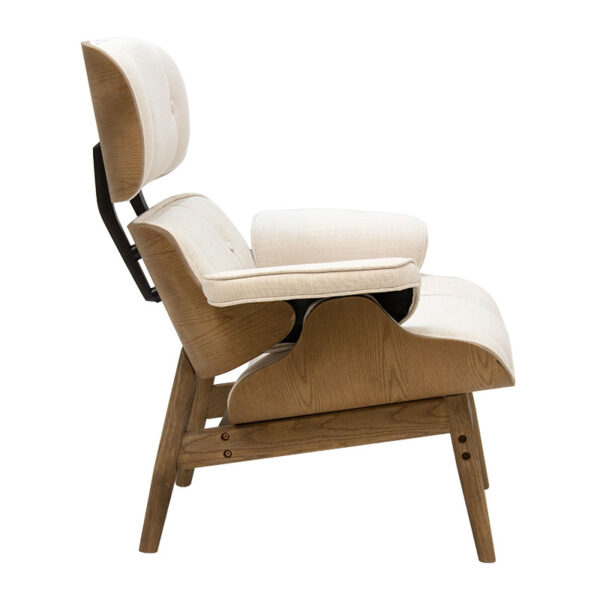 Πολυθρόνα relax Mirto  μασίφ ξύλο καρυδί-ύφασμα εκρού 80x80x96.5εκ