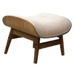 Πολυθρόνα-υποπόδιο relax Mirto  μασίφ ξύλο καρυδί-ύφασμα μπεζ 80x80x96,5εκ