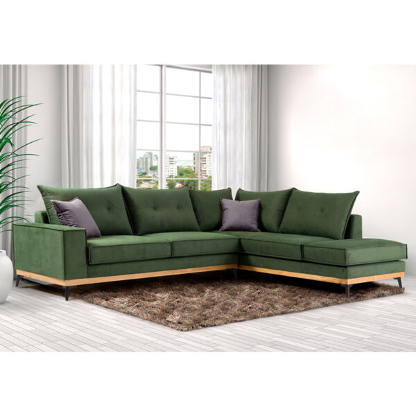 Γωνιακός καναπές αριστερή γωνία Luxury II  ύφασμα κυπαρισσί-ανθρακί 290x235x95εκ