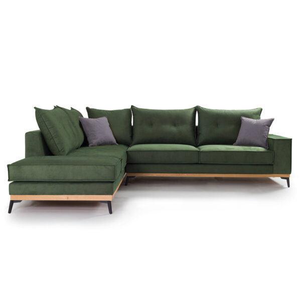 Γωνιακός καναπές δεξιά γωνία Luxury II  ύφασμα κυπαρισσί-ανθρακί 290x235x95εκ