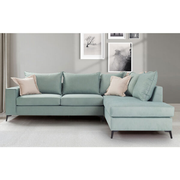 Γωνιακός καναπές αριστερή γωνία Romantic  ύφασμα ciel-cream 290x235x95εκ