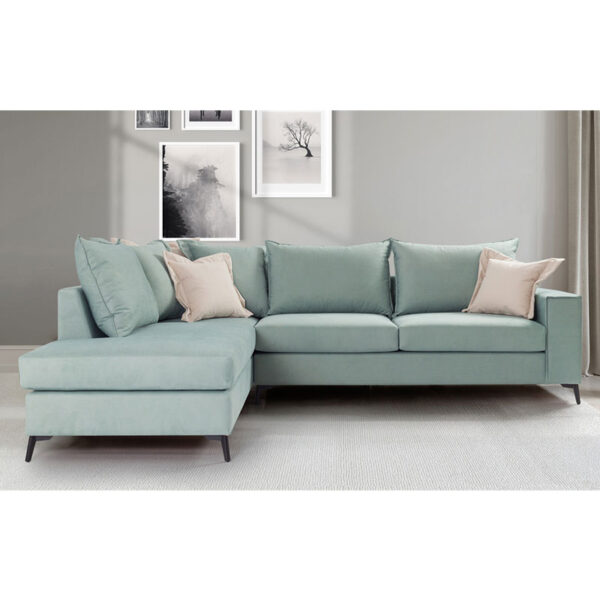 Γωνιακός καναπές δεξιά γωνία Romantic  ύφασμα Ciel-Cream 290x235x95εκ