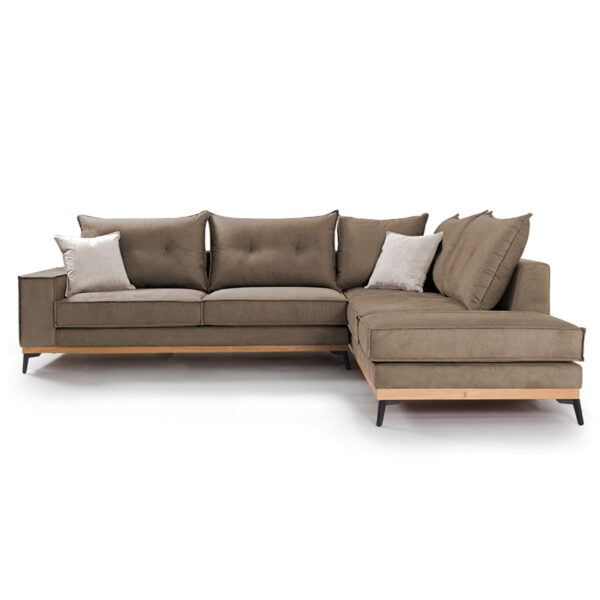 Γωνιακός καναπές αριστερή γωνία Luxury II  ύφασμα mocha-cream 290x235x95εκ