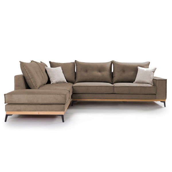 Γωνιακός καναπές δεξιά γωνία Luxury II  ύφασμα mocha-cream 290x235x95εκ