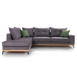 Γωνιακός καναπές δεξιά γωνία Luxury II  ύφασμα ανθρακί-κυπαρισσί 290x235x95εκ