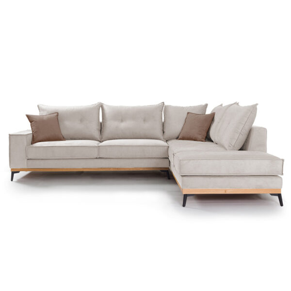 Γωνιακός καναπές αριστερή γωνία Luxury II  ύφασμα cream-mocha 290x235x95εκ