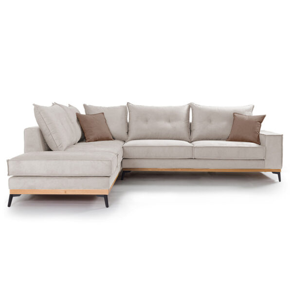 Γωνιακός καναπές δεξιά γωνία Luxury II  ύφασμα cream-mocha 290x235x95εκ