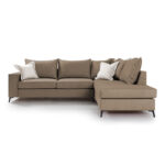 Γωνιακός καναπές αριστερή γωνία Romantic  ύφασμα mocha-cream 290x235x95εκ