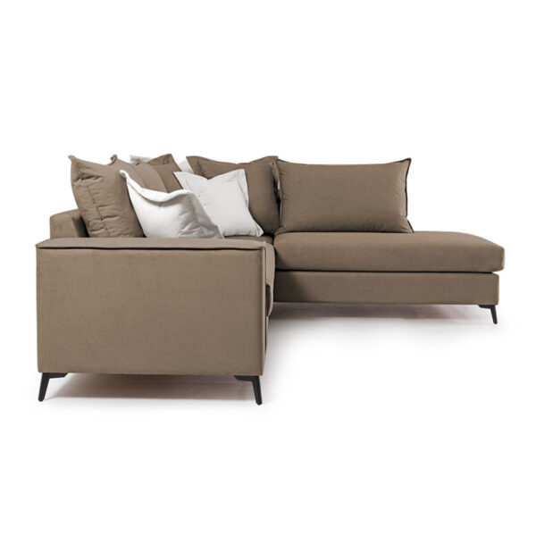 Γωνιακός καναπές αριστερή γωνία Romantic  ύφασμα mocha-cream 290x235x95εκ