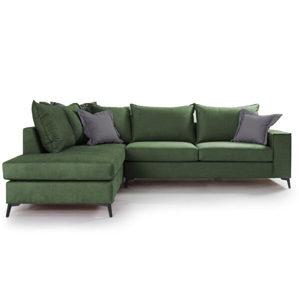 Γωνιακός καναπές δεξιά γωνία Romantic  ύφασμα κυπαρισσί-ανθρακί 290x235x95εκ