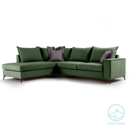 Γωνιακός καναπές δεξιά γωνία Romantic  ύφασμα κυπαρισσί-ανθρακί 290x235x95εκ