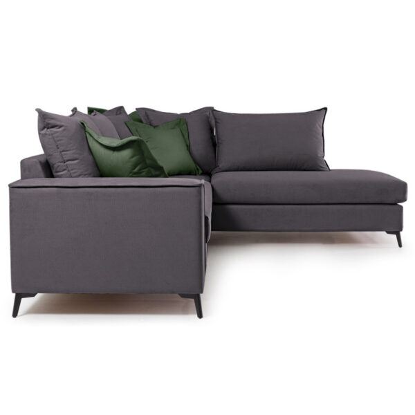 Γωνιακός καναπές αριστερή γωνία Romantic  ύφασμα ανθρακί-κυπαρισσί 290x235x95εκ