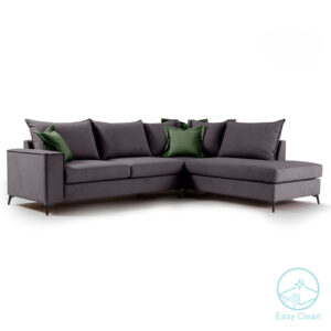 Γωνιακός καναπές αριστερή γωνία Romantic  ύφασμα ανθρακί-κυπαρισσί 290x235x95εκ