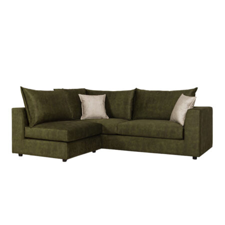 Πολυμορφικός-αναστρέψιμος καναπές Artemis  πράσινο αντικέ ύφασμα-εκρού μαξιλάρι 240x187x95εκ