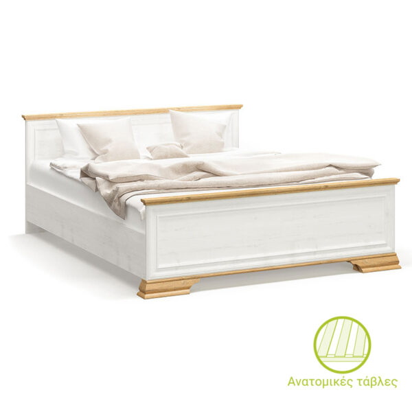 Κρεβάτι διπλό Jaden  golden oak-λευκό antique 160x200εκ