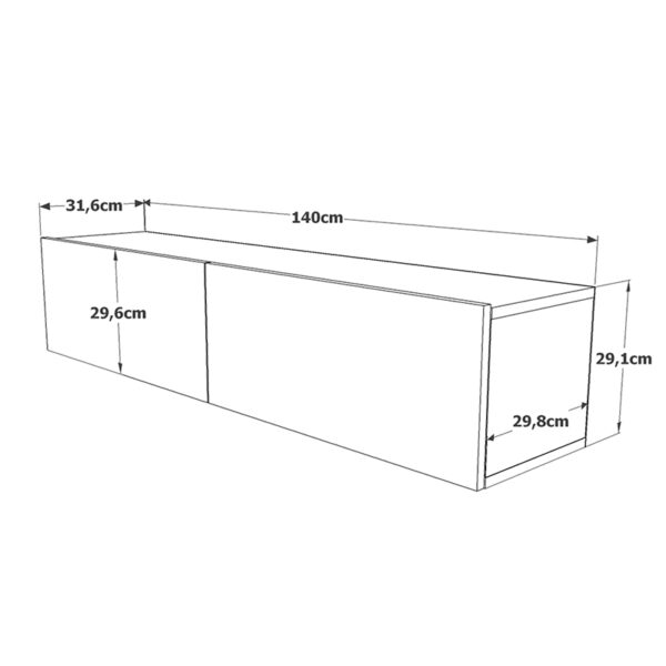 Έπιπλο τηλεόρασης επιτοίχιο Dello  ανθρακί-oak 140x31,5x29,5εκ