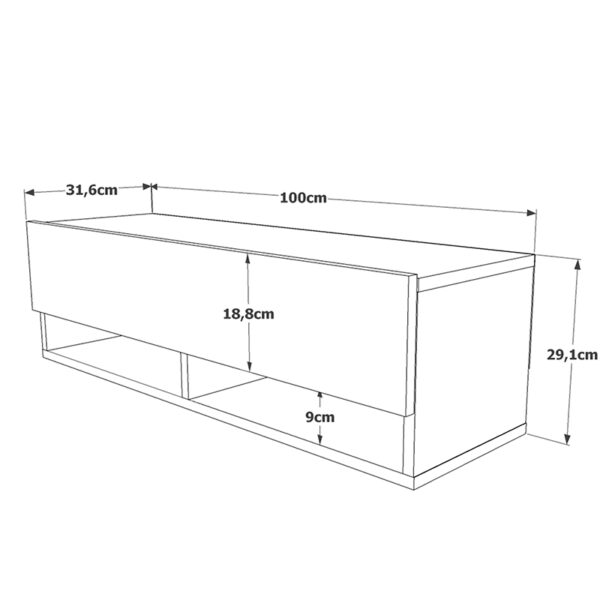 Έπιπλο τηλεόρασης επιτοίχιο Roscoe  oak 100x31,5x29,5εκ